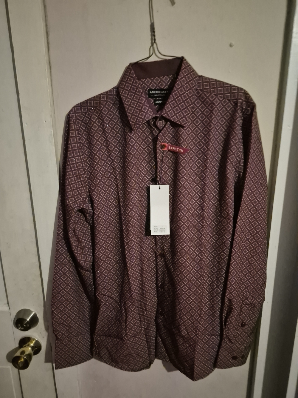 American Breed Men's Burgundy Geometric Button-Down Smart Shirt